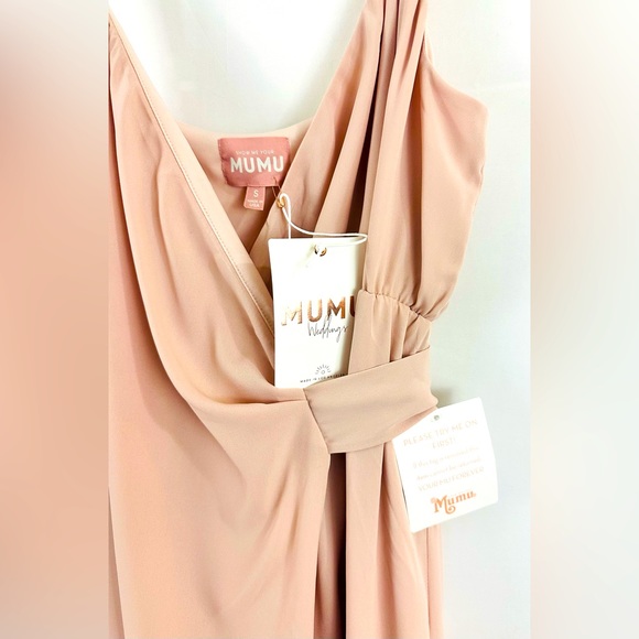 Show Me Your MuMu - Liz Maxi Dress Soft Beige Chiffon Mock Wrap Dress Sm… - Picture 7 of 10